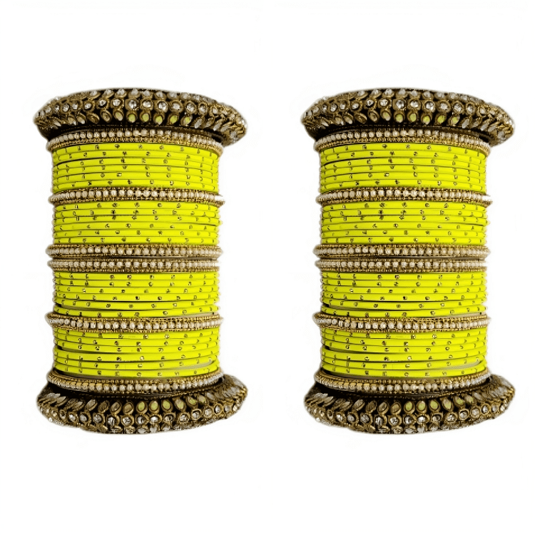 Set of 2 Golden Oxidised Kada with Matte Texture Dot Metal Bangles Set