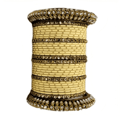 "Radiant Oxidized Gold Metal Kada and Brass Stone Bangles Sets For Women