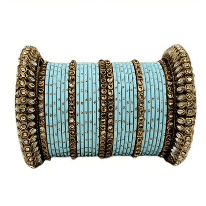 "Radiant Oxidized Gold Metal Kada and Brass Stone Bangles Sets For Women