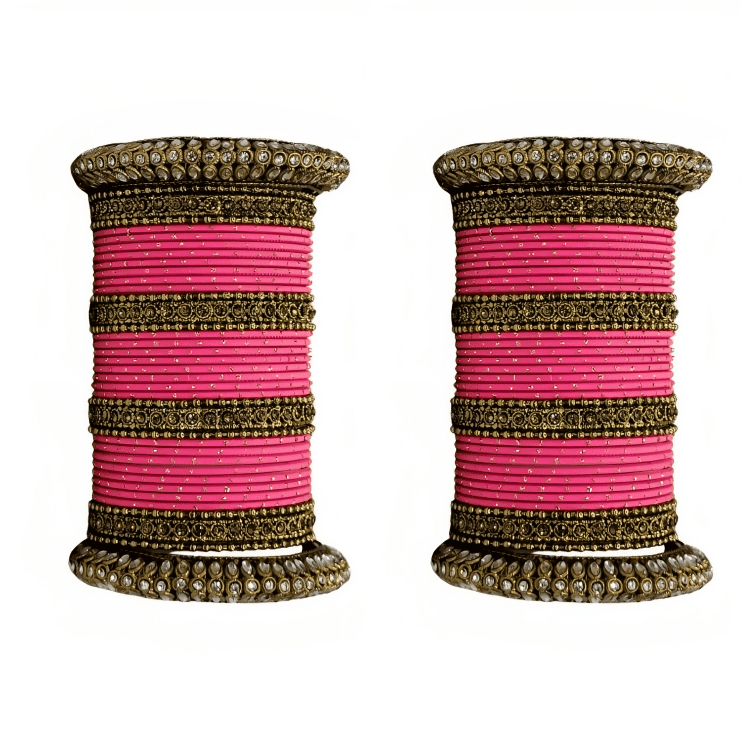 Oxidized Kada with Golden Dot Metal Bangles set of Women and Girls (Set of 2)