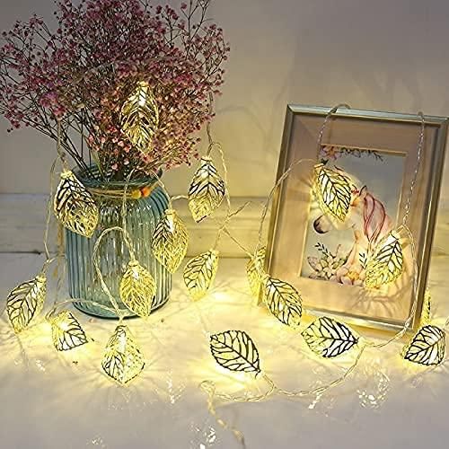 10 Lamps Golden Metal Leaf String LED Decorative Lights