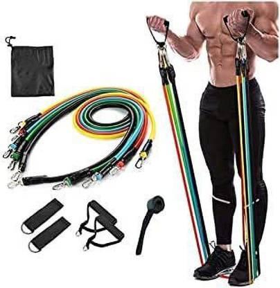 11 Piece Gym Power Resistance Band Set for Workout and Yoga Resistance (PR-33 ) Resistance Tube (Multicolor)