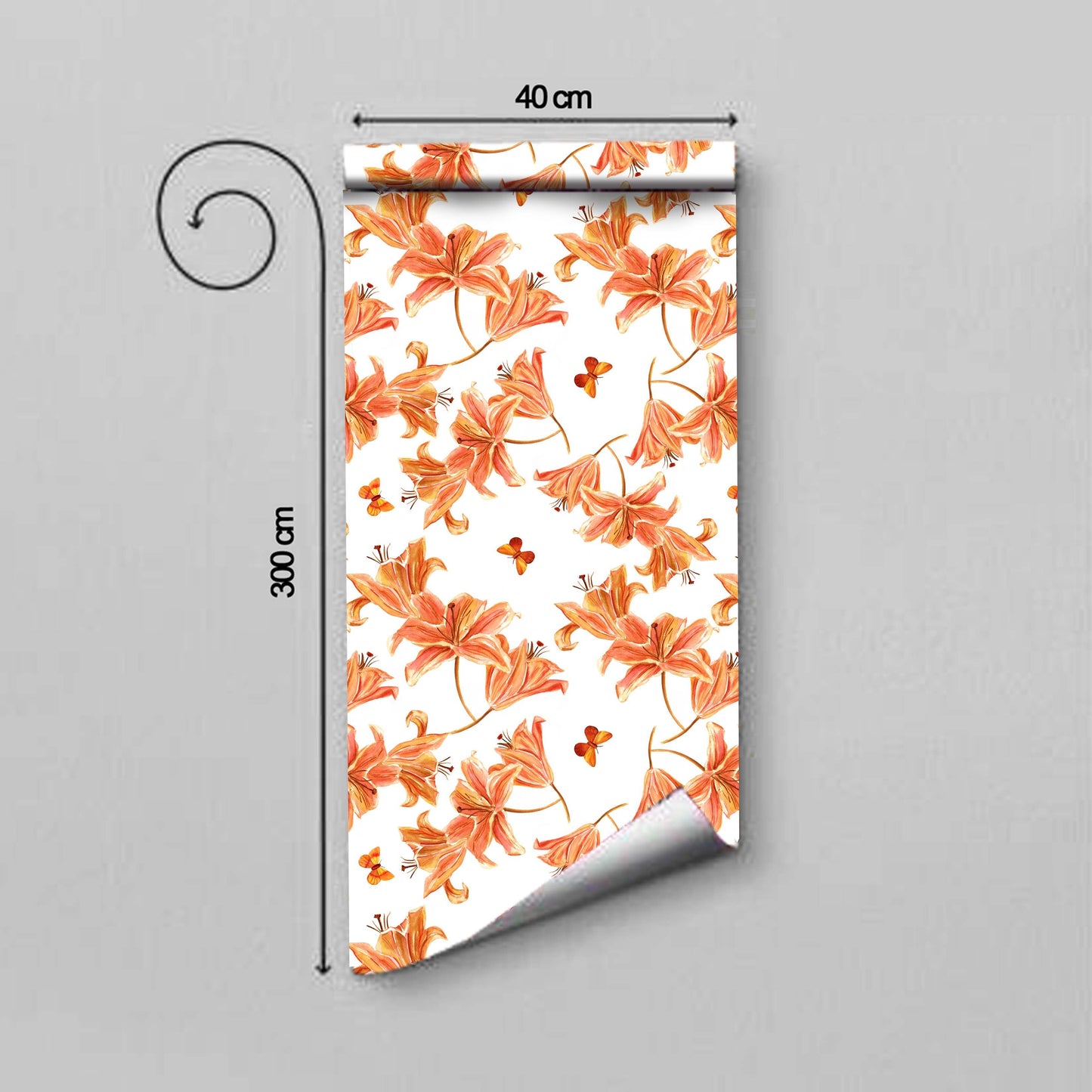 WallDaddy Wallpaper For Wall Self Adhesive Sizee (300x40)Cm Roll Wall Sticker For Home Design Orange Lilly