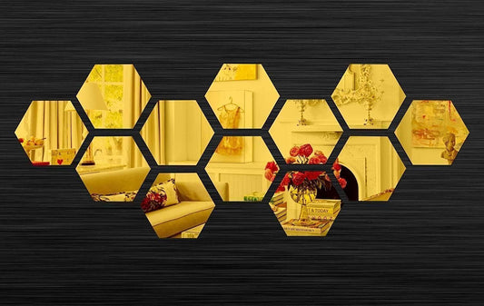 3D Acrylic Hexagon Mirror Wall Stickers(Set of 12/31)