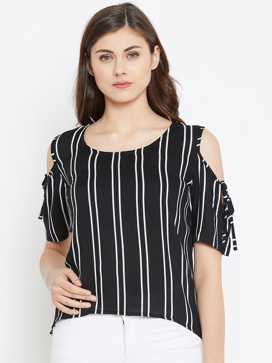 Beautiful Striped Casual Crepe Tops