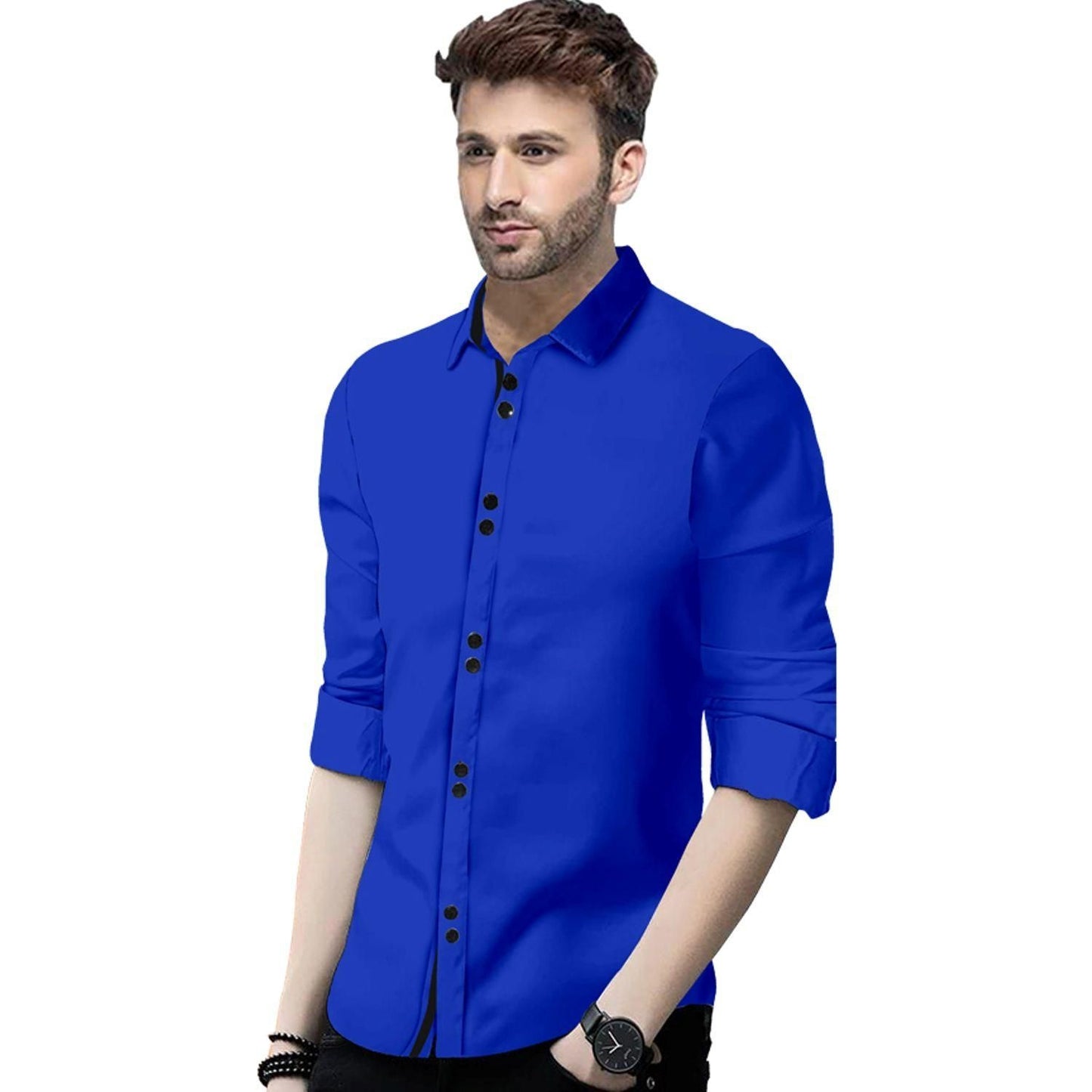 Cotton Solid Full Sleeves Slim Fit Shirt