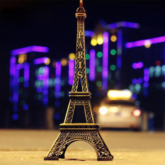 Arsha lifestyle Antique Finish 3D Metal Paris Eiffel Tower Metal Craft Famous Landmark Building Metal Statue, Cabinet, Office, Gifts Decorative Showpiece.