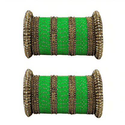 Oxidized Kada with Golden Dot Metal Bangles set of Women and Girls (Set of 2)