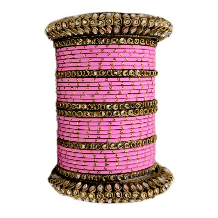 "Radiant Oxidized Gold Metal Kada and Brass Stone Bangles Sets For Women