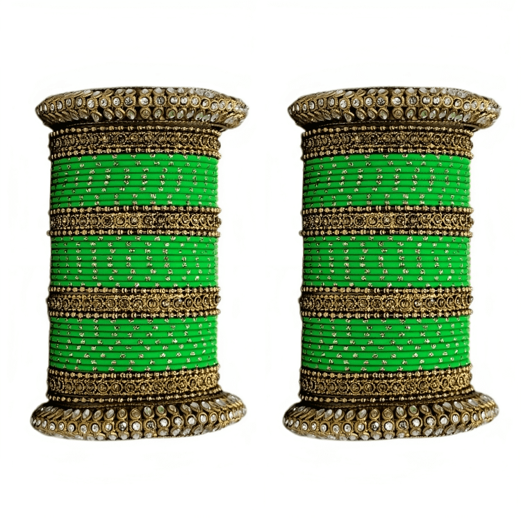 Oxidized Kada with Golden Dot Metal Bangles set of Women and Girls (Set of 2)