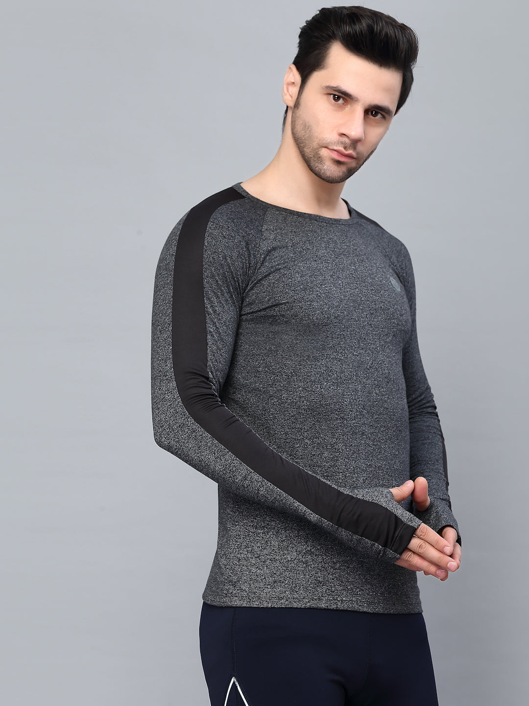 Mens Solid Full Sleeves Active T-Shirt