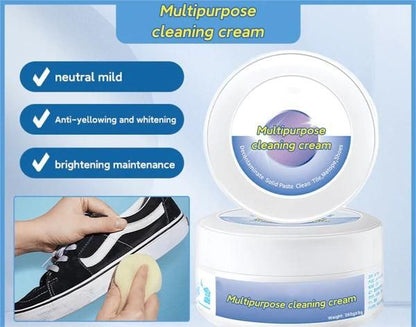 Shoe and Sneaker Whitening Cleaning Cream Gel with Sponge Instant Shoe Polish Whitener for White Shoes | Multi-Purpose Cleaning Eraser Stain Remover Cream (Pack of 2)