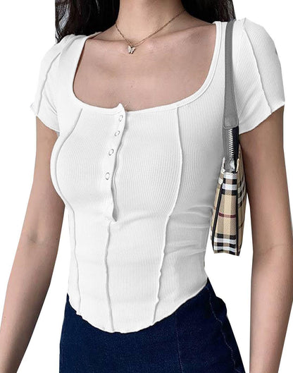 Clafoutis pack of 3 women new design button down crop top