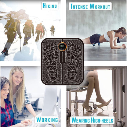 Electric Ems Foot Massager Pad | Foot Massager Pain Relief Wireless Electric EMS Foot Massage Machine | Rechargeable Portable Massager with Folding Automatic Pad | 8 Mode19 Intensity for Legs,Therapy Set