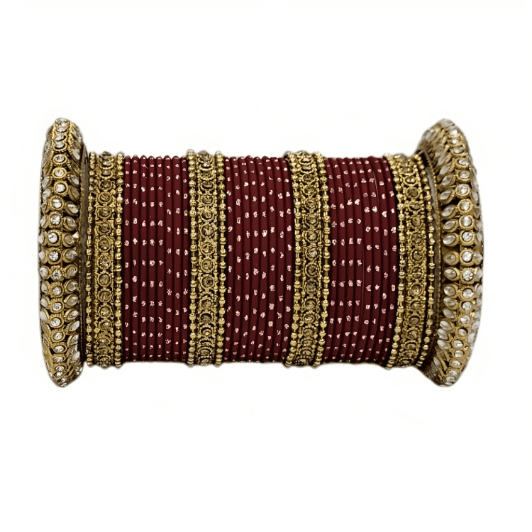 Radiant Bright Texture Bangles with Golden Oxidized Kada Set