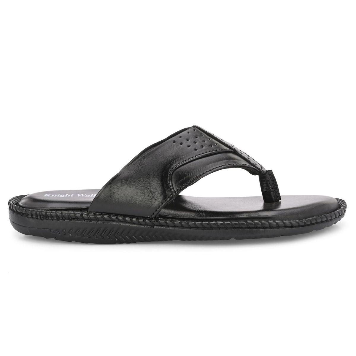 Men's Black Leather Slippers