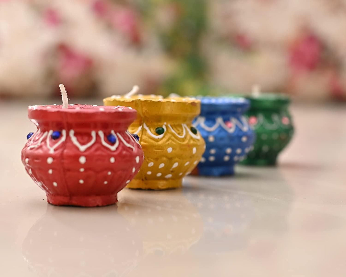 Traditional Handmade Terracotta Clay Diya Pack of 8(4 Tulsi & 4 Matka Diya)