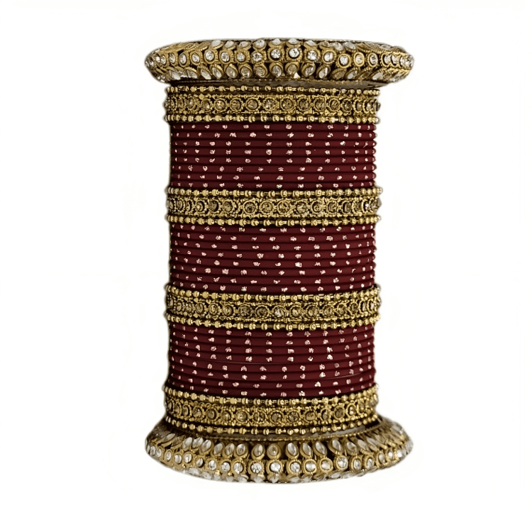 Radiant Bright Texture Bangles with Golden Oxidized Kada Set