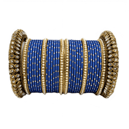 Graceful Oxidized Brass Kada with adorned Golden Dot Matte Texture Metal Bangles Set for women.