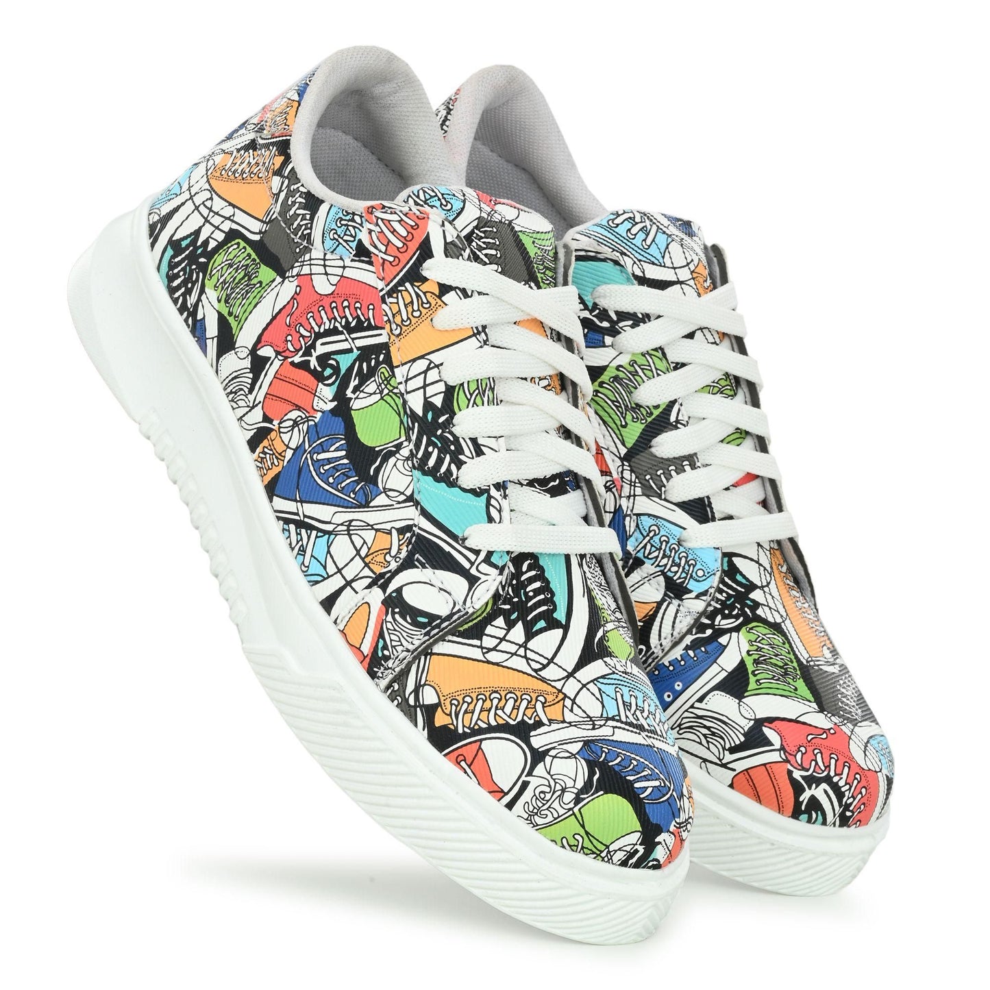 White Printed Casual Sneakers