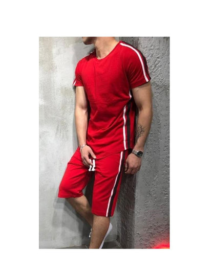 Tom Scott PolyKnit Solid With Side Striped Active T-Shirt with Shorts