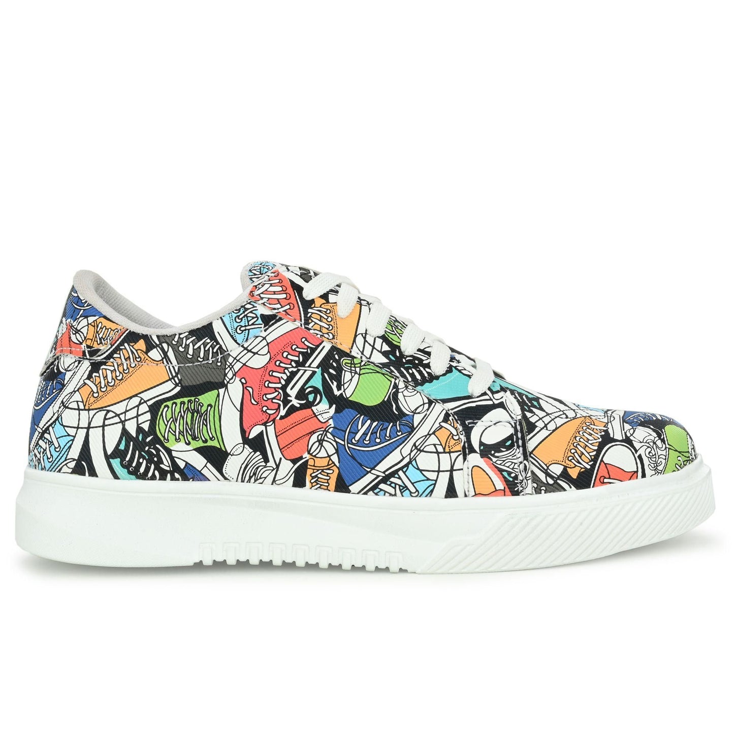 White Printed Casual Sneakers