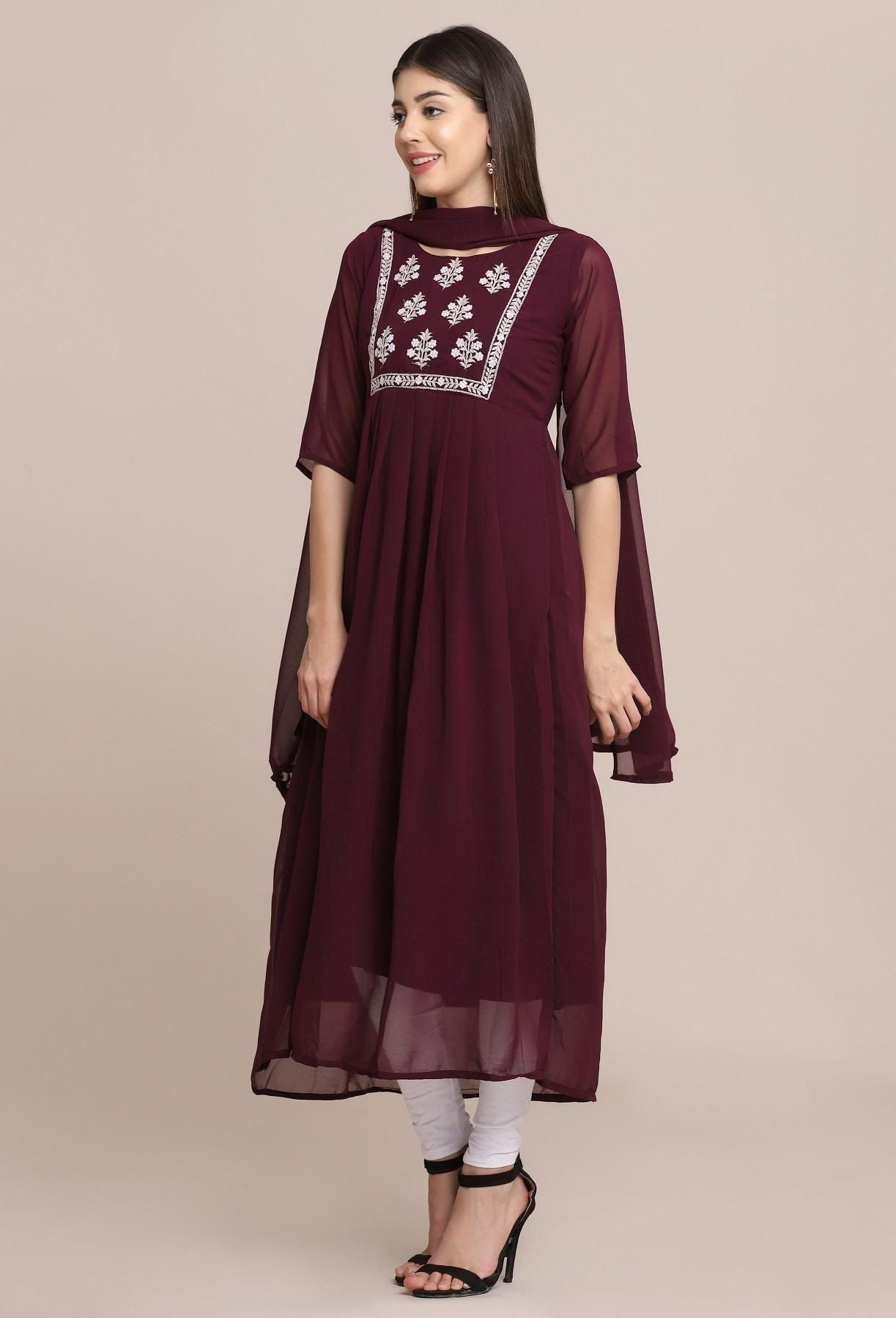 Elegant Embroidered Georgette Kurti Set