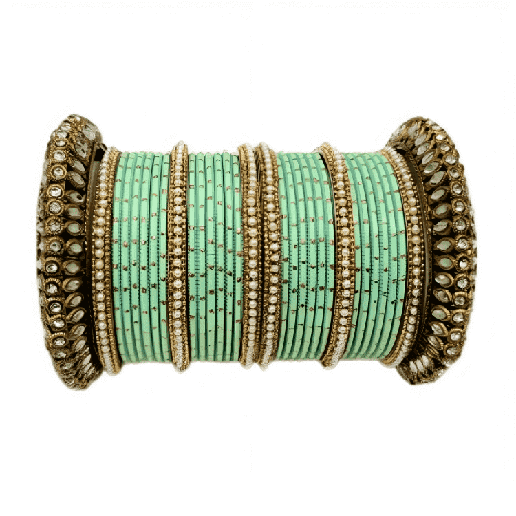 Graceful Oxidized Brass Kada with adorned Golden Dot Matte Texture Metal Bangles Set for women.