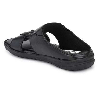 Black Synthetic Leather Slip-On Casual Slipper/Flip-Flop for Men