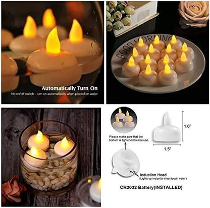 �Floating Tealight Water Sensor Battery Operated Waterproof LED Flame less Flickering Lights Candles (Pack of 10)