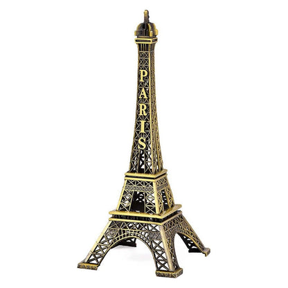 Arsha lifestyle Antique Finish 3D Metal Paris Eiffel Tower Metal Craft Famous Landmark Building Metal Statue, Cabinet, Office, Gifts Decorative Showpiece.