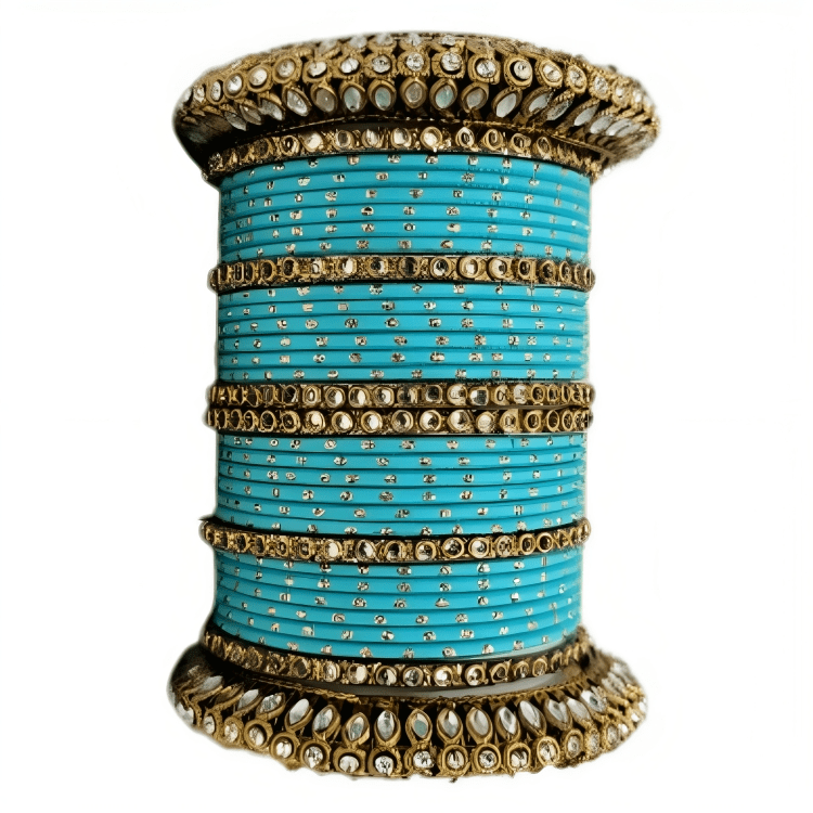 Embrace Elegance Oxidized Gold Metal Kada and Brass Stone Bangles Set for women