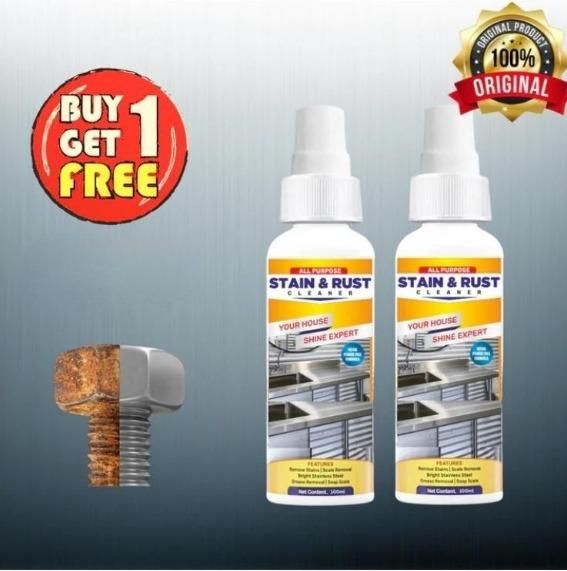 Stain and Rust Cleaner Spray Powerful Formula for Spotless Shine Rust Stains Cleaning & Protection for Kitchen, Bathroom,Multi Dirt Removers (Pack of 2)