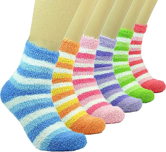 Check My Kart Women's Colorful Soft and Fuzzy Feather Winter Warm Socks without thumb (Pack of 5)