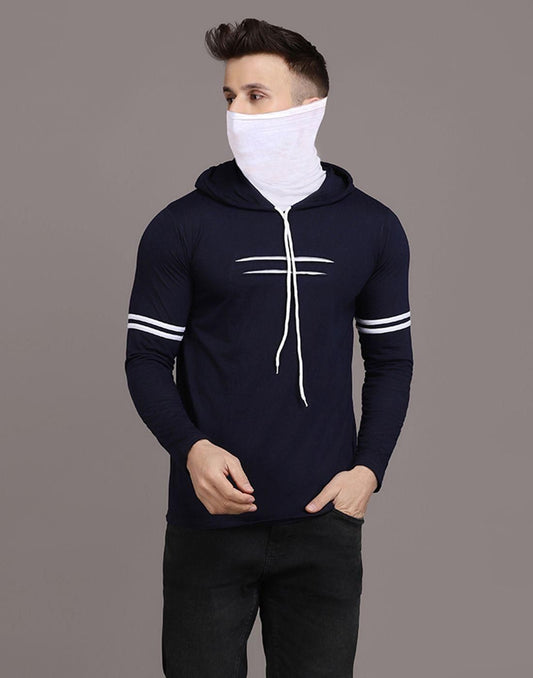 Denzolee Colorblocked Men's Hooded T-Shirt With Mask