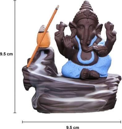 Handcrafted Meditation Monk Ganesha Smoke Backflow Cone Incense holder