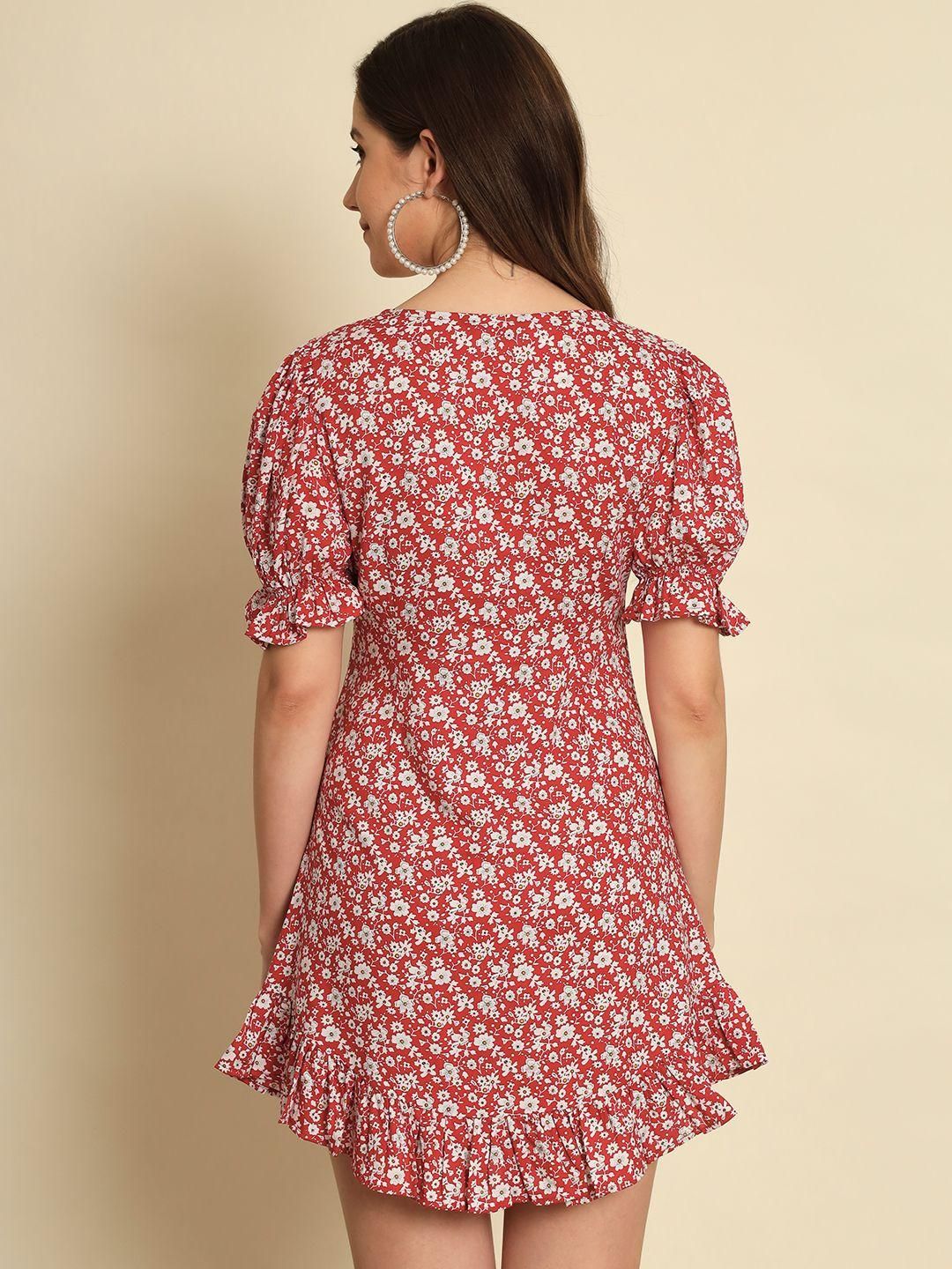 TRENDARREST Floral Printed Frill Dress