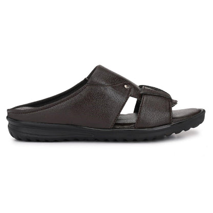 Black Synthetic Leather Slip-On Casual Slipper/Flip-Flop for Men