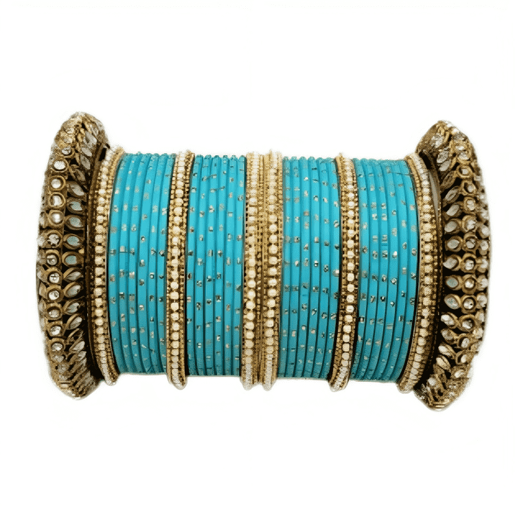 Graceful Oxidized Brass Kada with adorned Golden Dot Matte Texture Metal Bangles Set for women.