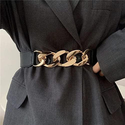 Women's Elastic Waist Stretchable Gold Chain Belt (Pack Of 1)