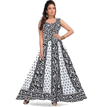 Latest Cotton Jaipuri  Printed Floor Length Kurti