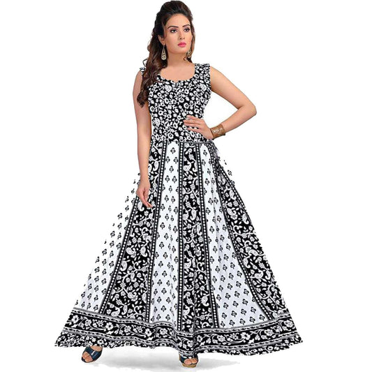 Latest Cotton Jaipuri  Printed Floor Length Kurti