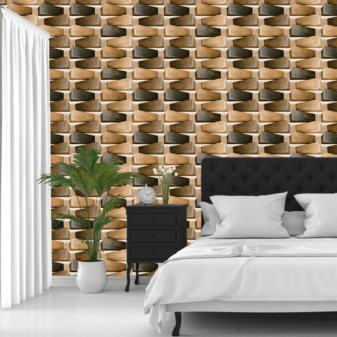 WallDaddy Self Adhesive Wallpaper For Wall (300x40)Cm Wall Sticker |Design 3DWoodBlock