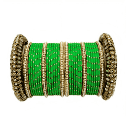 Graceful Oxidized Brass Kada with adorned Golden Dot Matte Texture Metal Bangles Set for women.