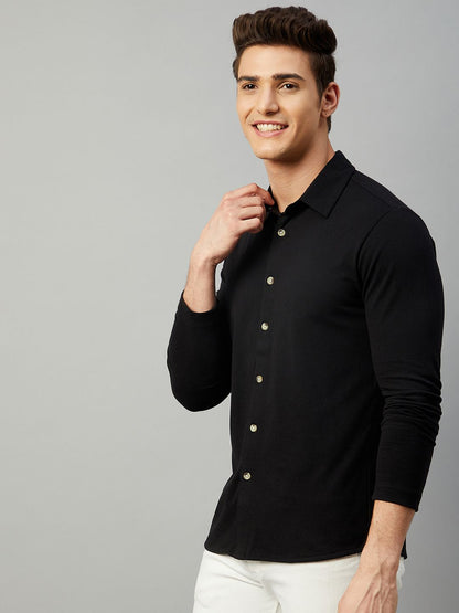 Cotton Blend Solid Full Sleeves Regular Fit Casual Shirt