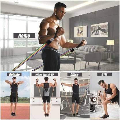 11 Piece Gym Power Resistance Band Set for Workout and Yoga Resistance (PR-33 ) Resistance Tube (Multicolor)