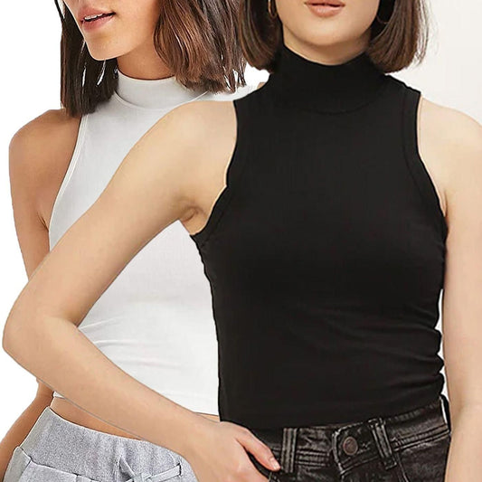 Clafoutis pack of 2 sleeveless high neck crop top