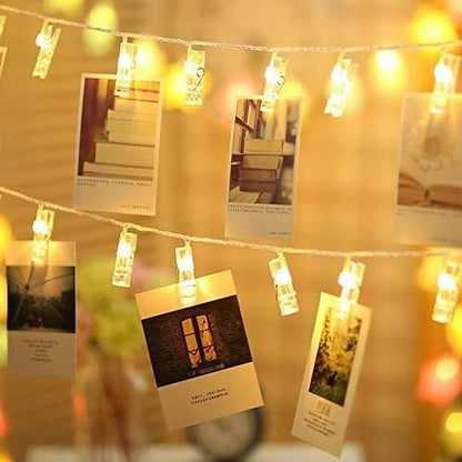 16 Photo Clip LED String Lights for Photo Hanging Birthday Festival Wedding Party for Home Patio Lawn Restaurants Home Decoration (Warm White)