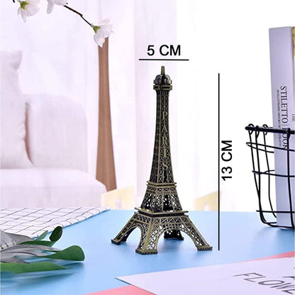 Arsha lifestyle Antique Finish 3D Metal Paris Eiffel Tower Metal Craft Famous Landmark Building Metal Statue, Cabinet, Office, Gifts Decorative Showpiece.