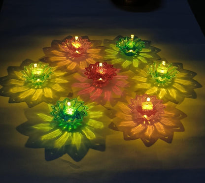 3D Ragoli Reflector & Reusable 2 In 1 Fancy Water Sensor Diya for Diwali Pooja